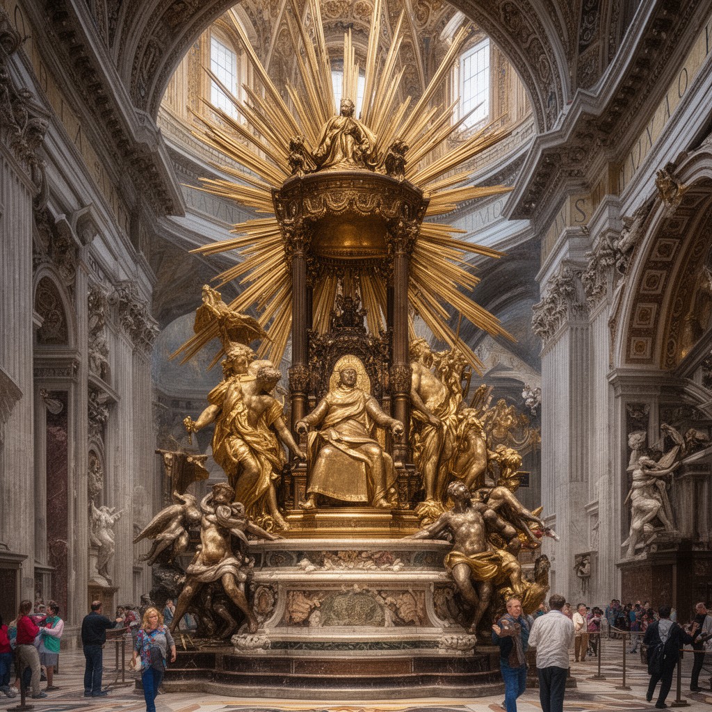 AI-generated illustration of Cathedra Petri by Gian Lorenzo Bernini