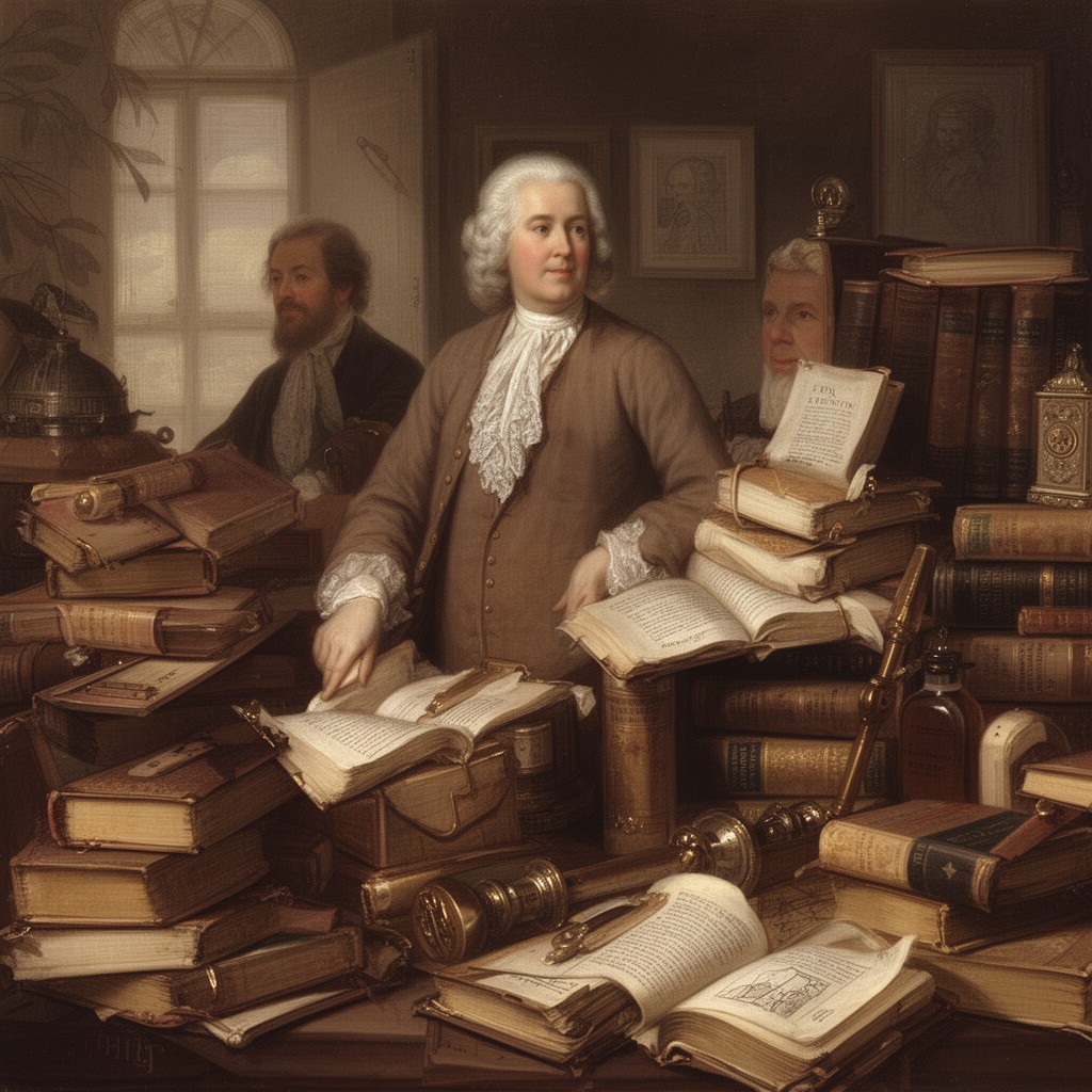 AI-generated illustration of Enlightenment encyclopedism