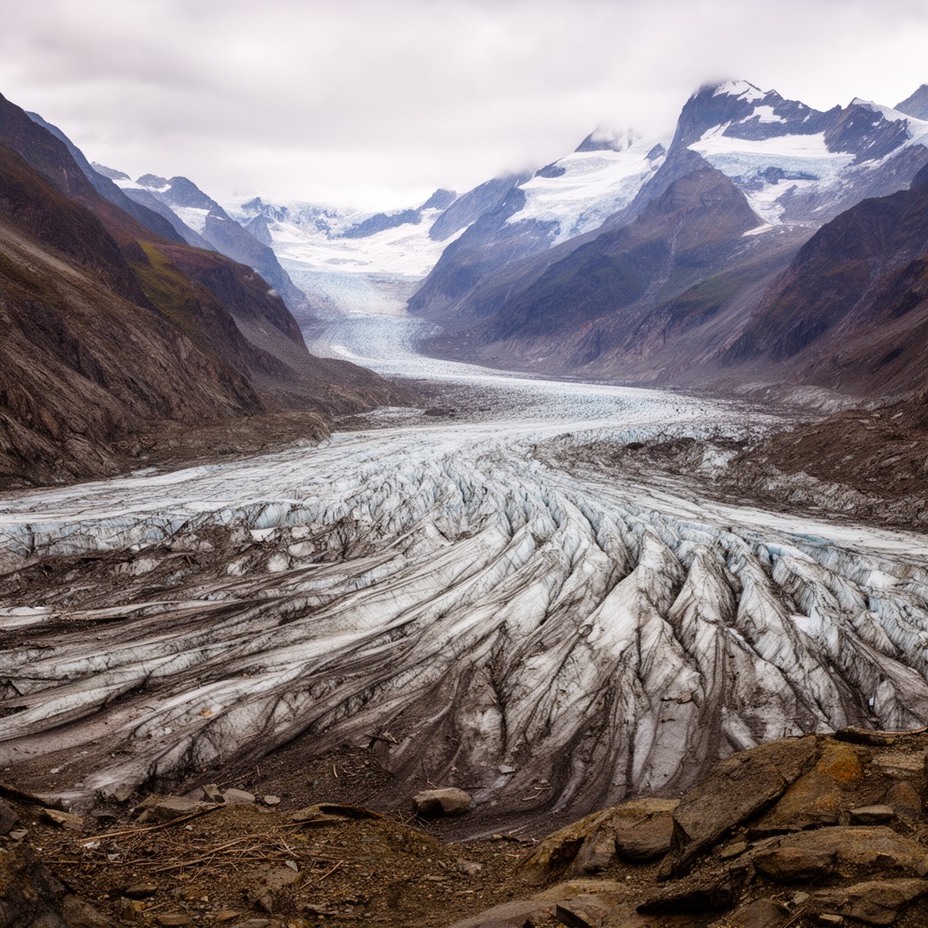 AI-generated illustration of Miage Glacier
