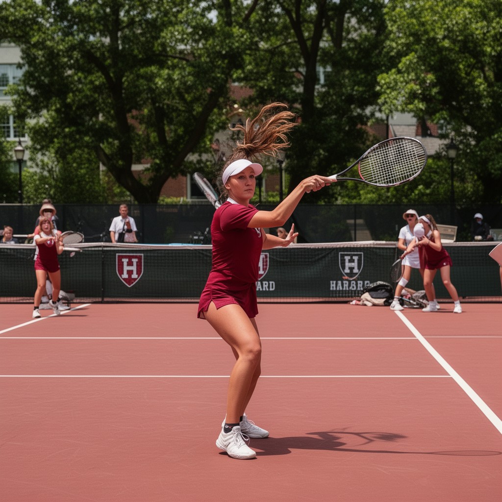 AI-generated illustration of Harvard Crimson women’s tennis