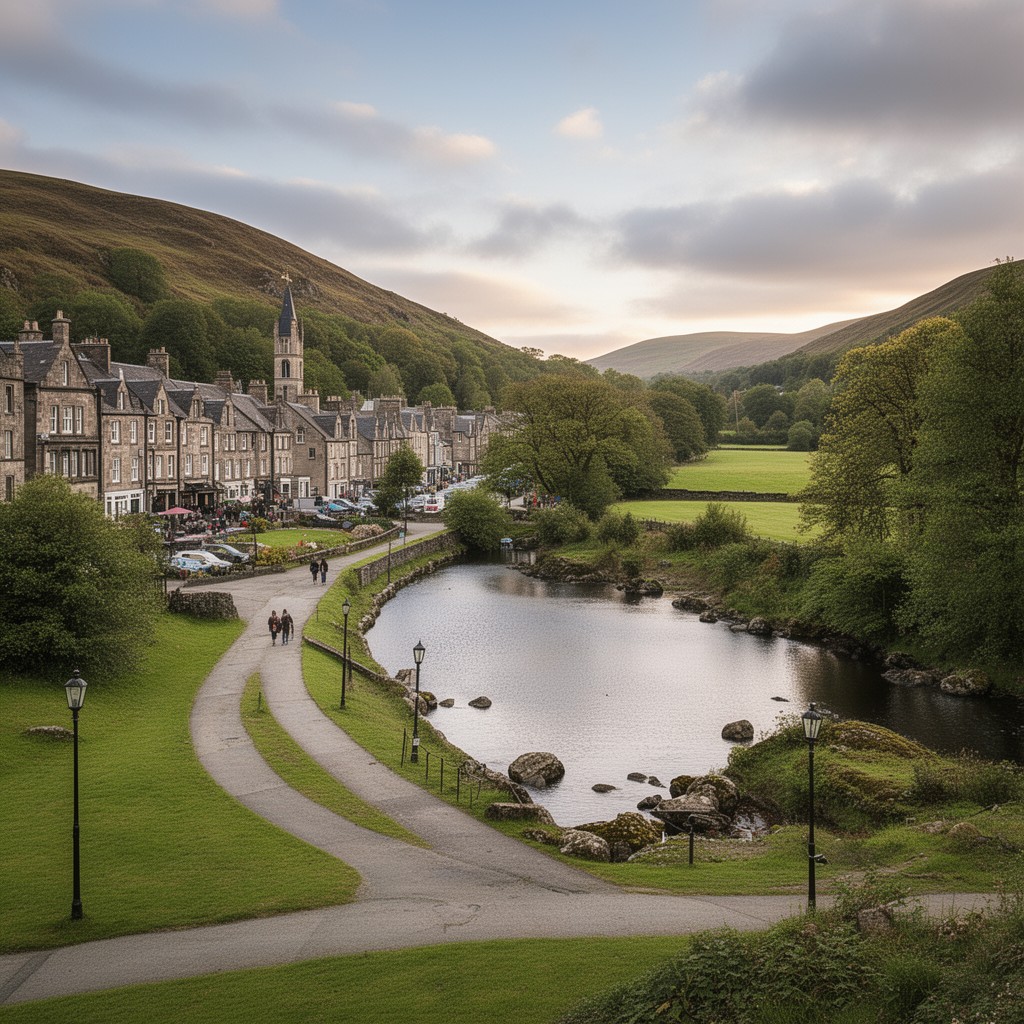 AI-generated illustration of Moffat, Dumfriesshire, Scotland