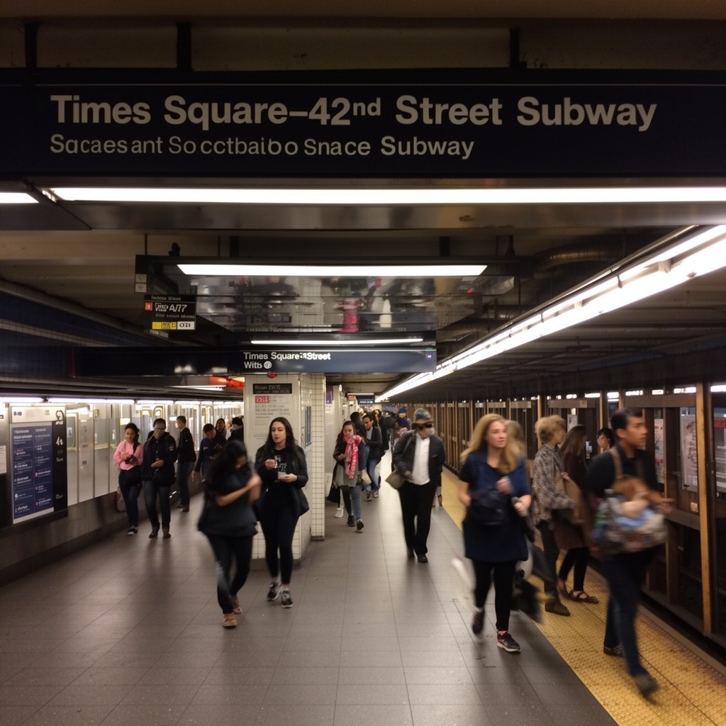 AI-generated illustration of Times Square–42nd Street subway station