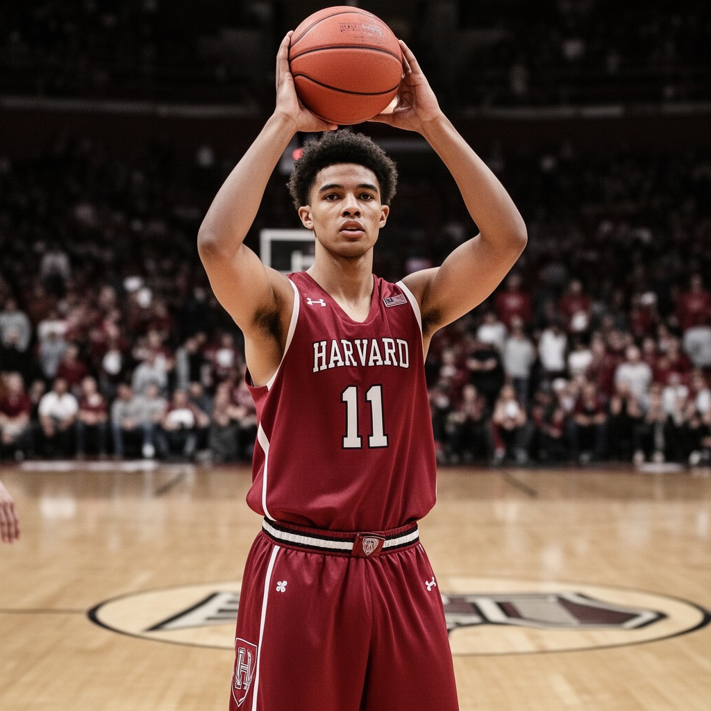 AI-generated illustration of Harvard Crimson men’s basketball