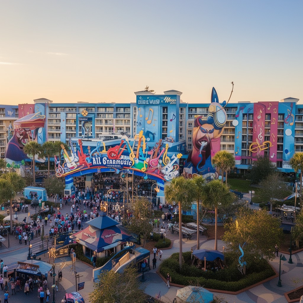 AI-generated illustration of Disney's All-Star Music Resort