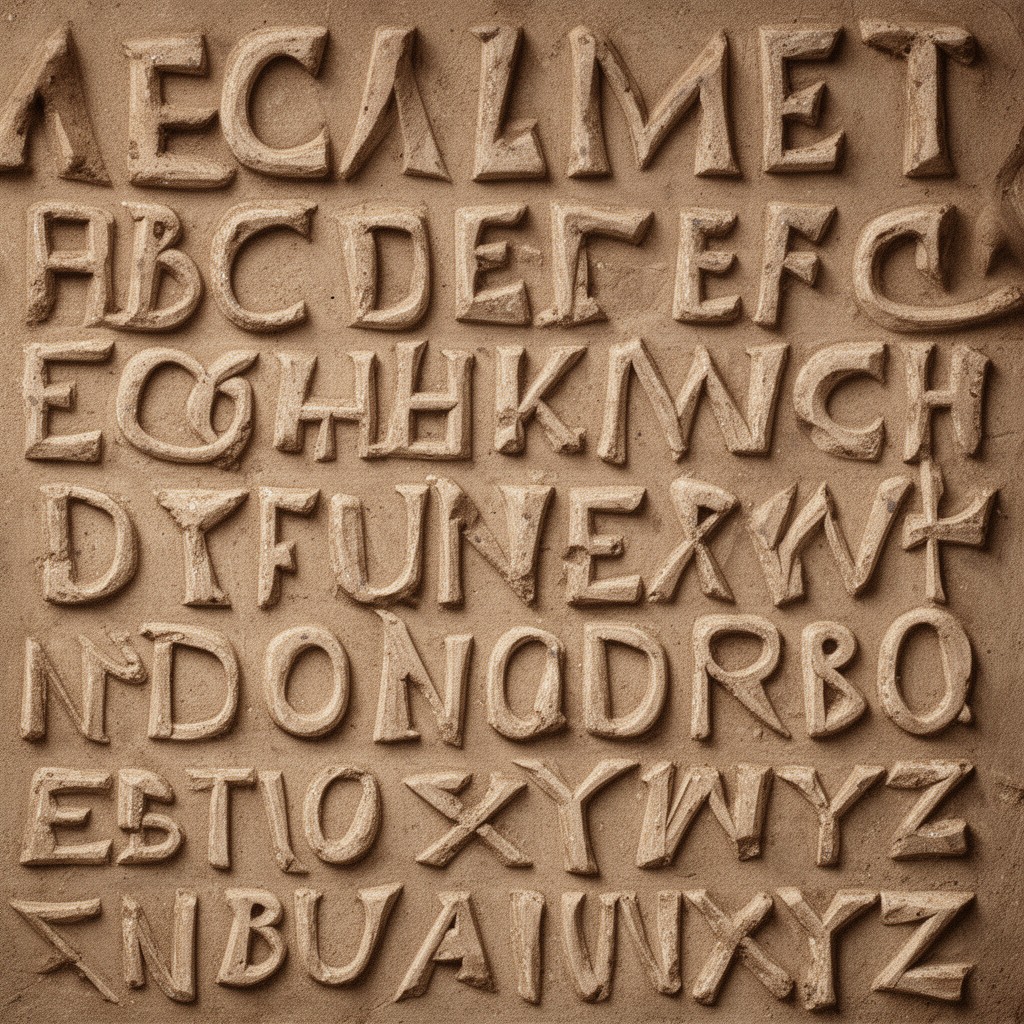 AI-generated illustration of Paleo-Latin alphabet