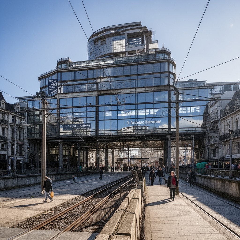 AI-generated illustration of Brussels-Luxembourg railway station