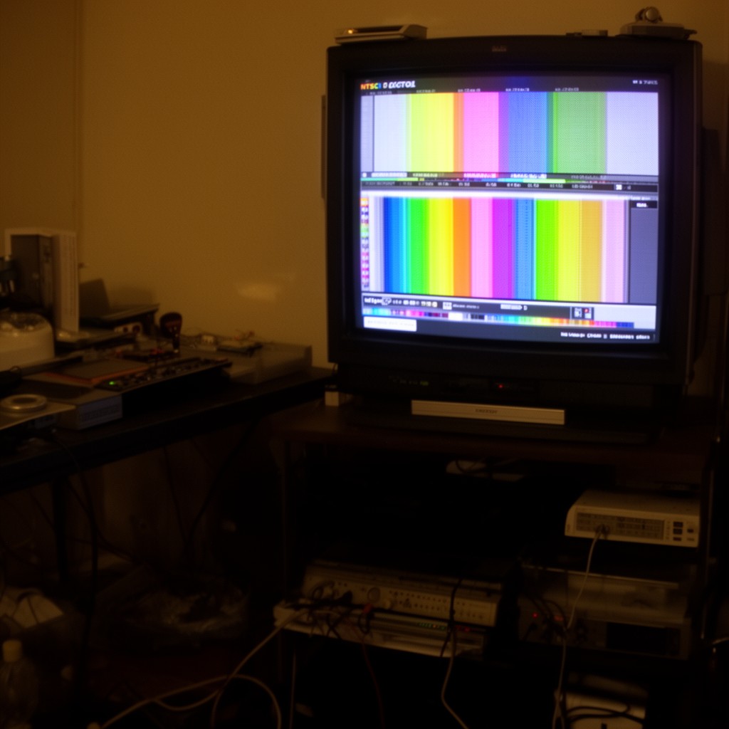 AI-generated illustration of NTSC color television standard