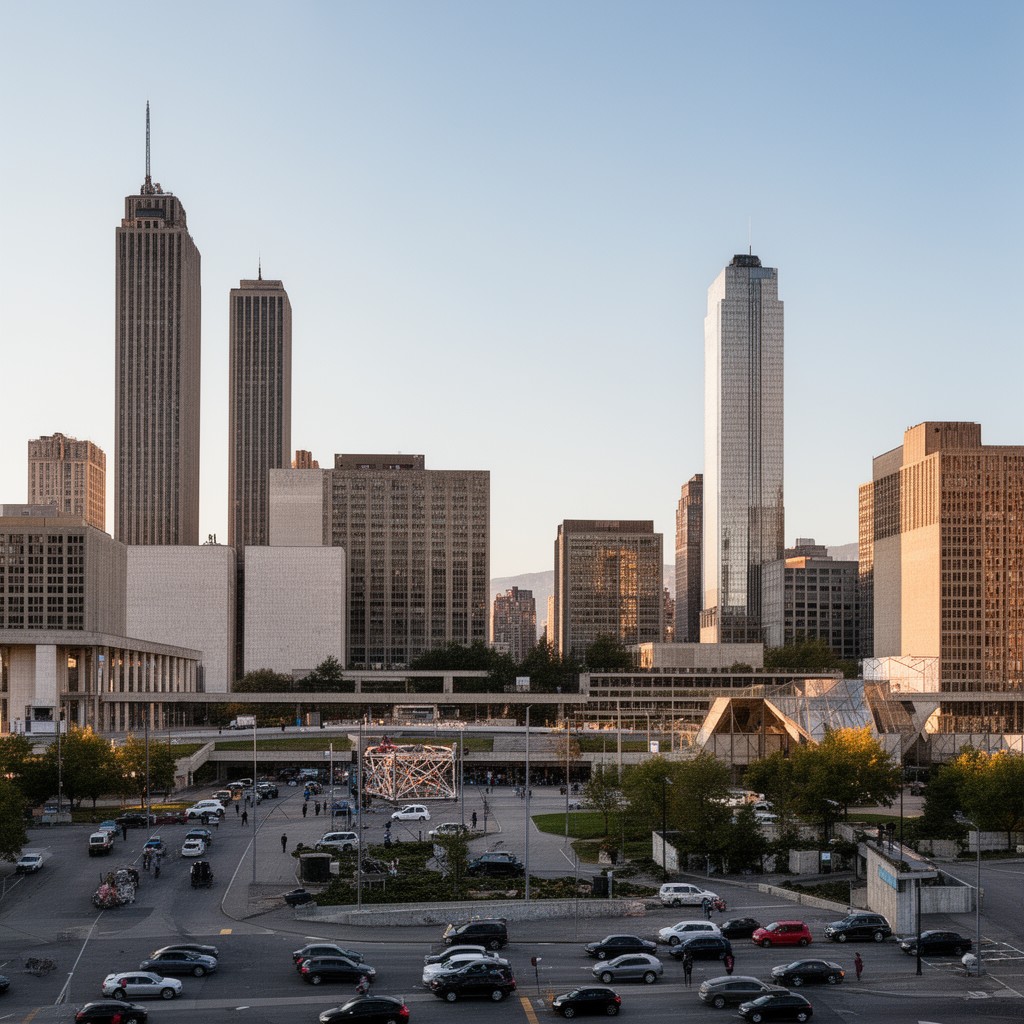 AI-generated illustration of Empire State Plaza complex