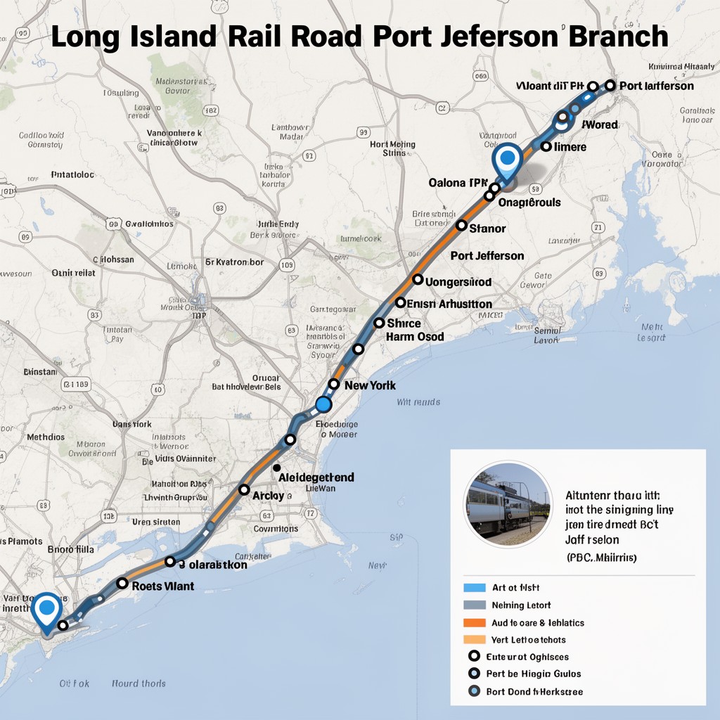 AI-generated illustration of Long Island Rail Road Port Jefferson Branch