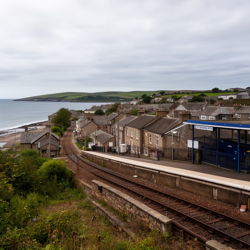 AI-generated illustration of Kinghorn railway station