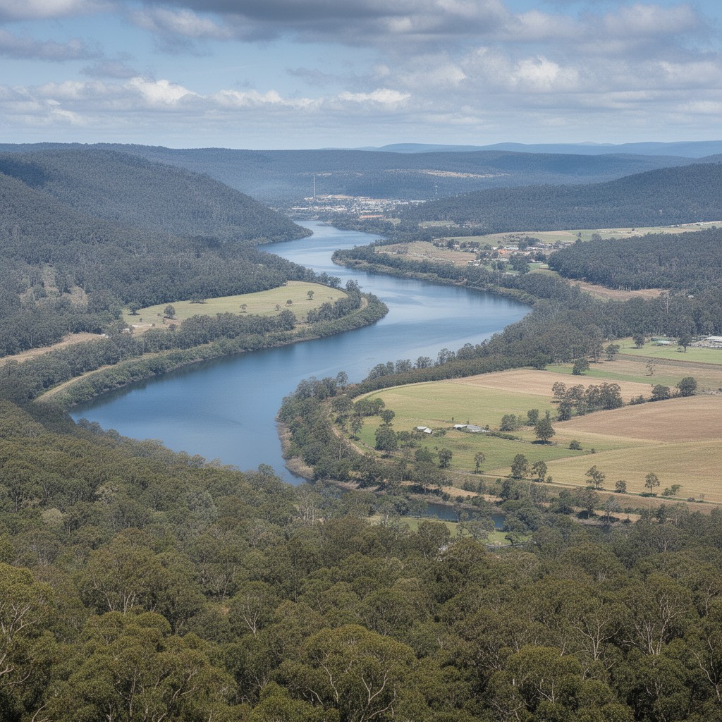 AI-generated illustration of Hunter River catchment