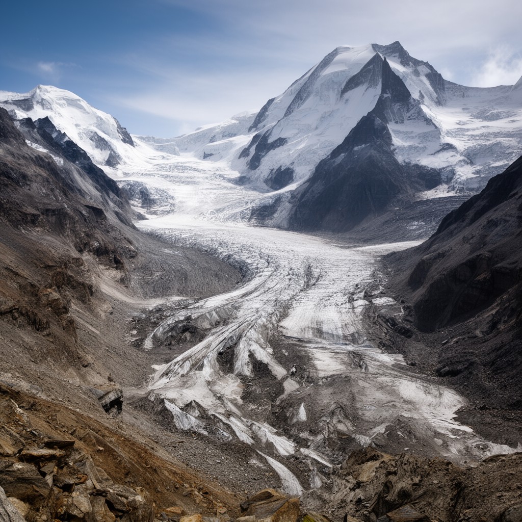 AI-generated illustration of Bionnassay Glacier