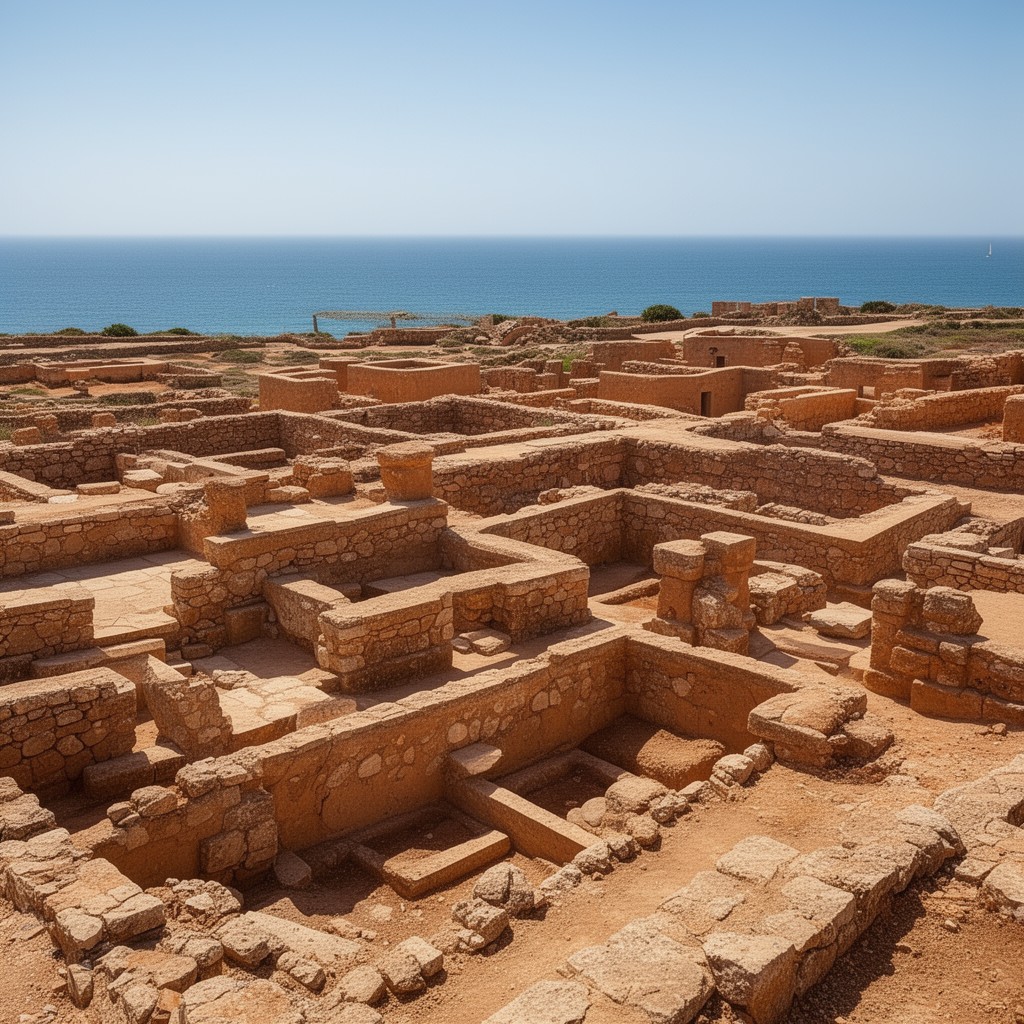 AI-generated illustration of Punic Town of Kerkouane and its Necropolis
