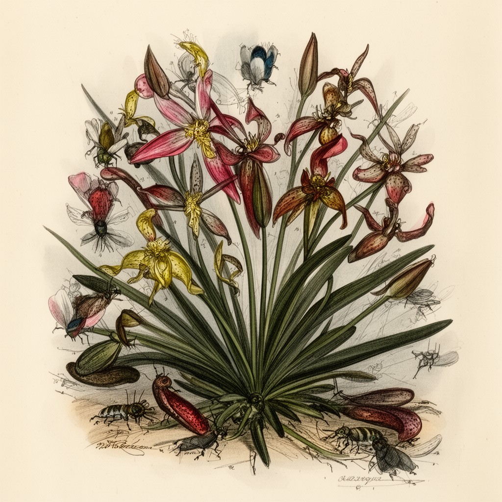 AI-generated illustration of On the Various Contrivances by which British and Foreign Orchids are Fertilised by Insects