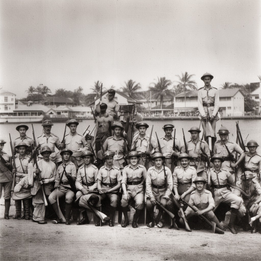 AI-generated illustration of Straits Settlements Volunteer Force