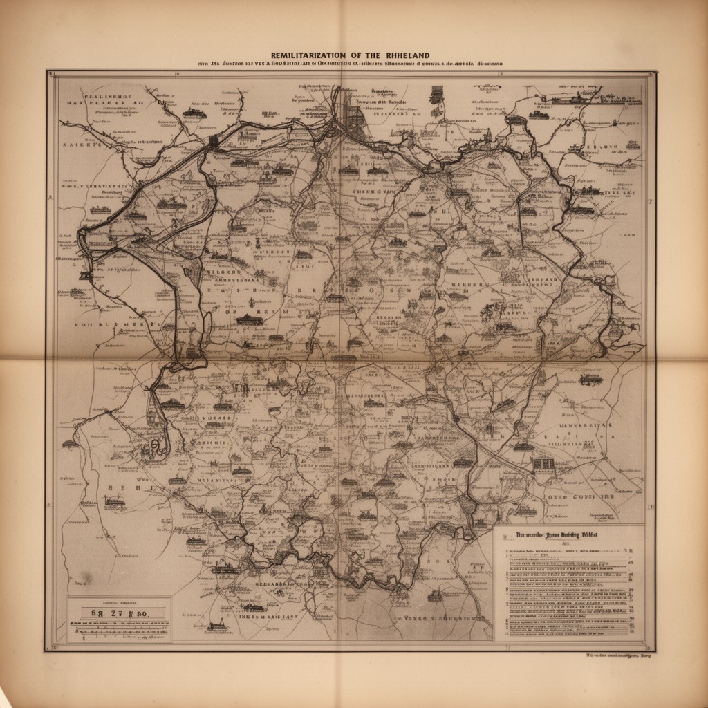 AI-generated illustration of remilitarization of the Rhineland