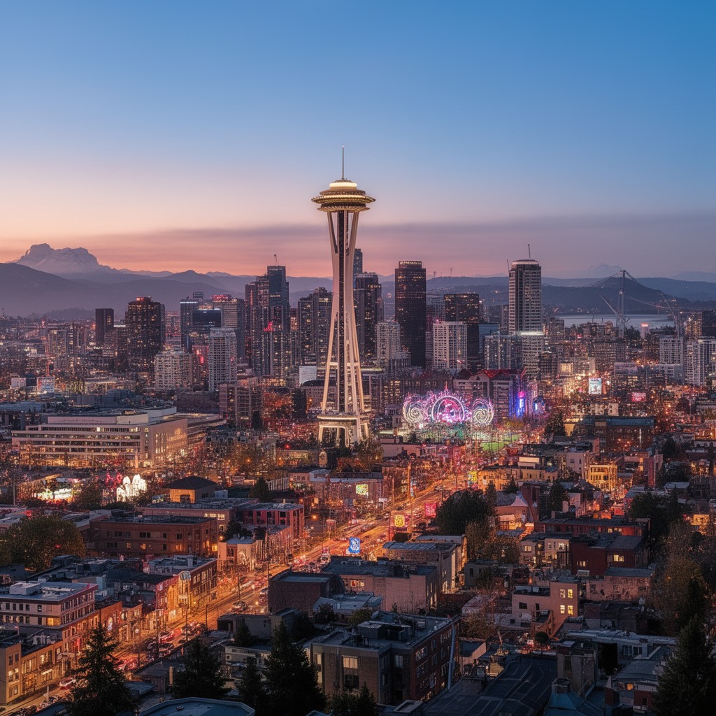 AI-generated illustration of Seattle, Washington, United States