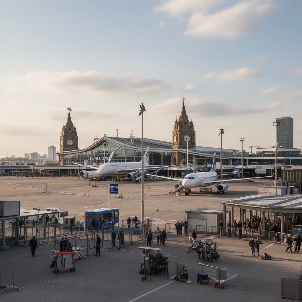 AI-generated illustration of London City Airport