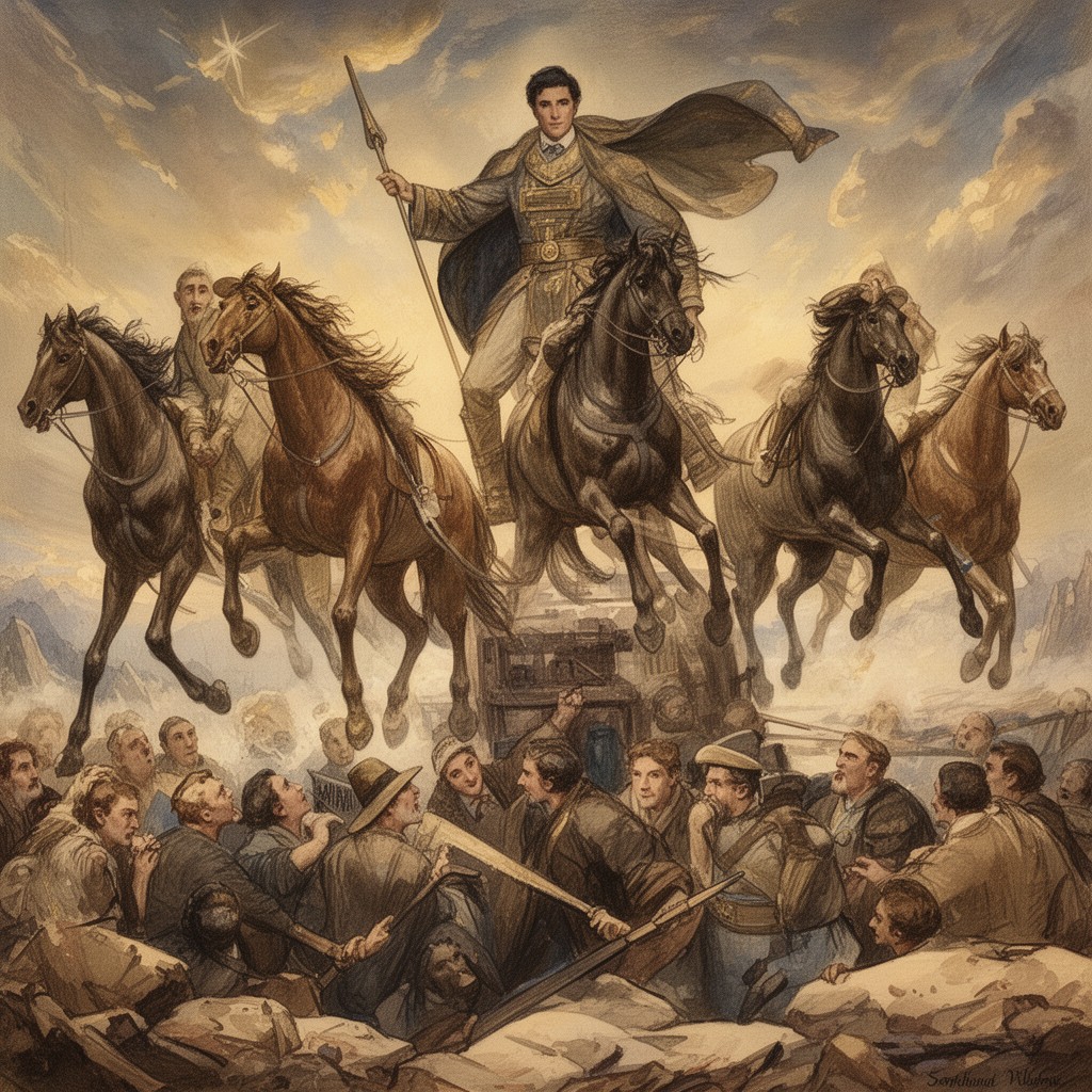 AI-generated illustration of The Four Horsemen of the Apocalypse