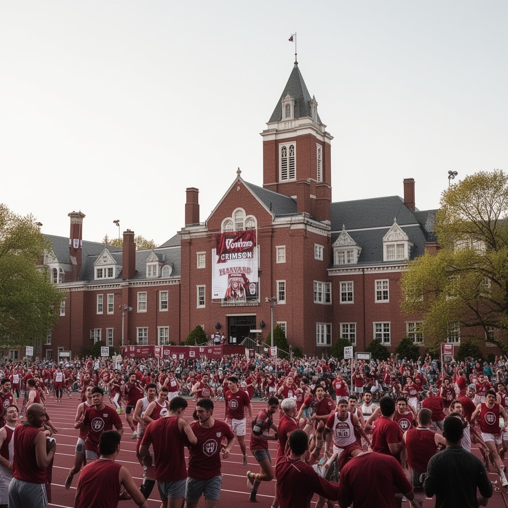 AI-generated illustration of Harvard Crimson men’s track and field