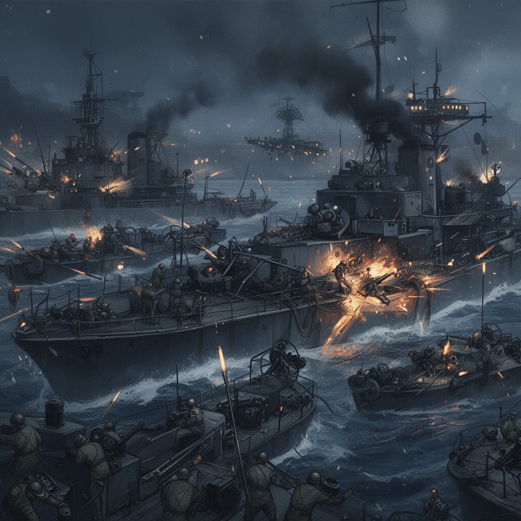 AI-generated illustration of Battle of Tassafaronga