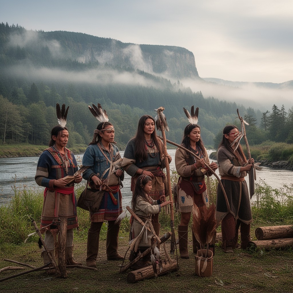 AI-generated illustration of Multnomah people