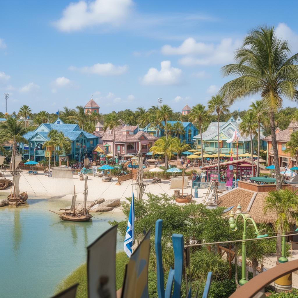 AI-generated illustration of Disney's Caribbean Beach Resort