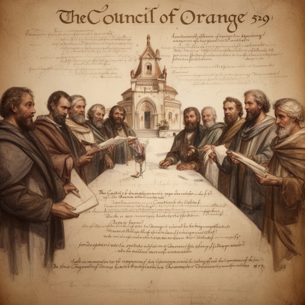 AI-generated illustration of Council of Orange (529)