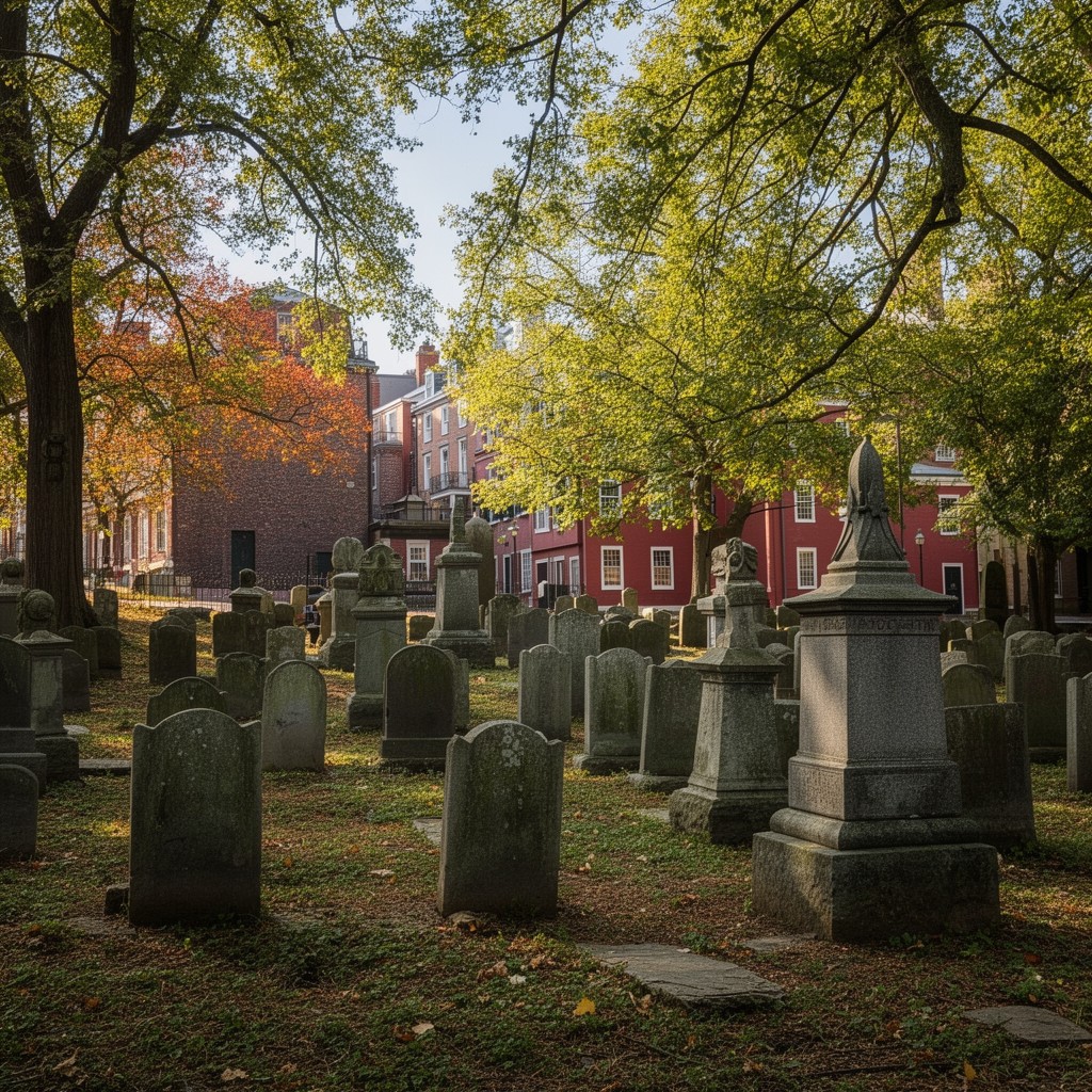 AI-generated illustration of Phipps Street Burying Ground, Charlestown