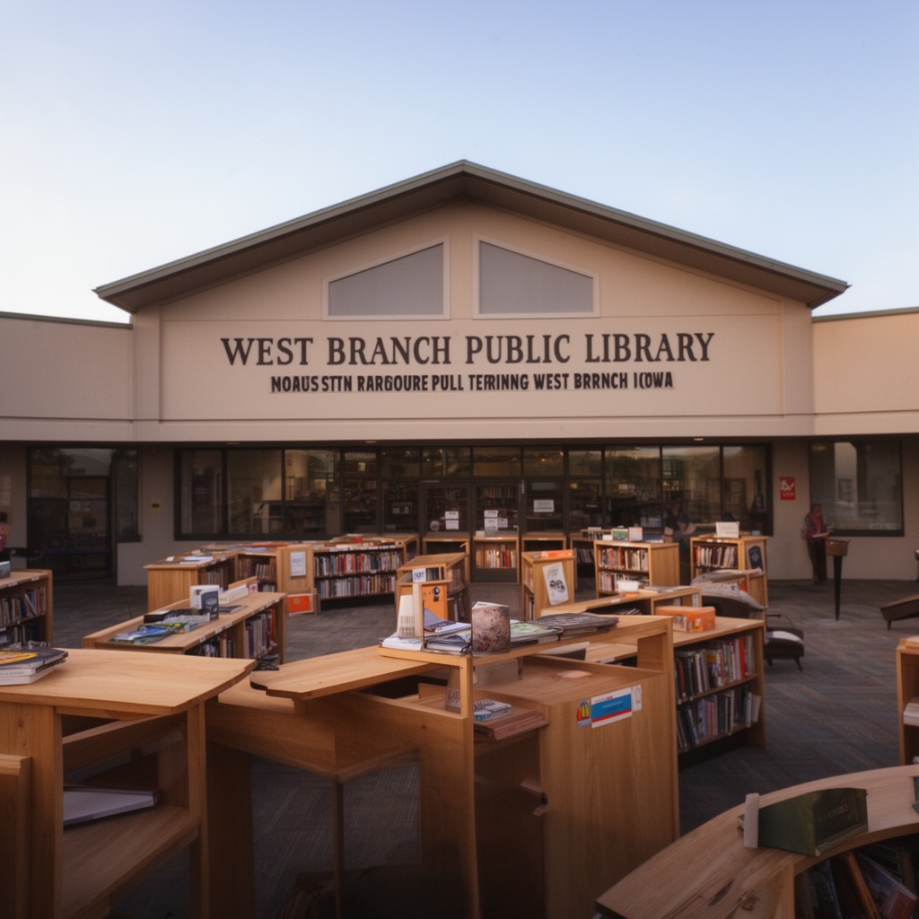 AI-generated illustration of West Branch Public Library