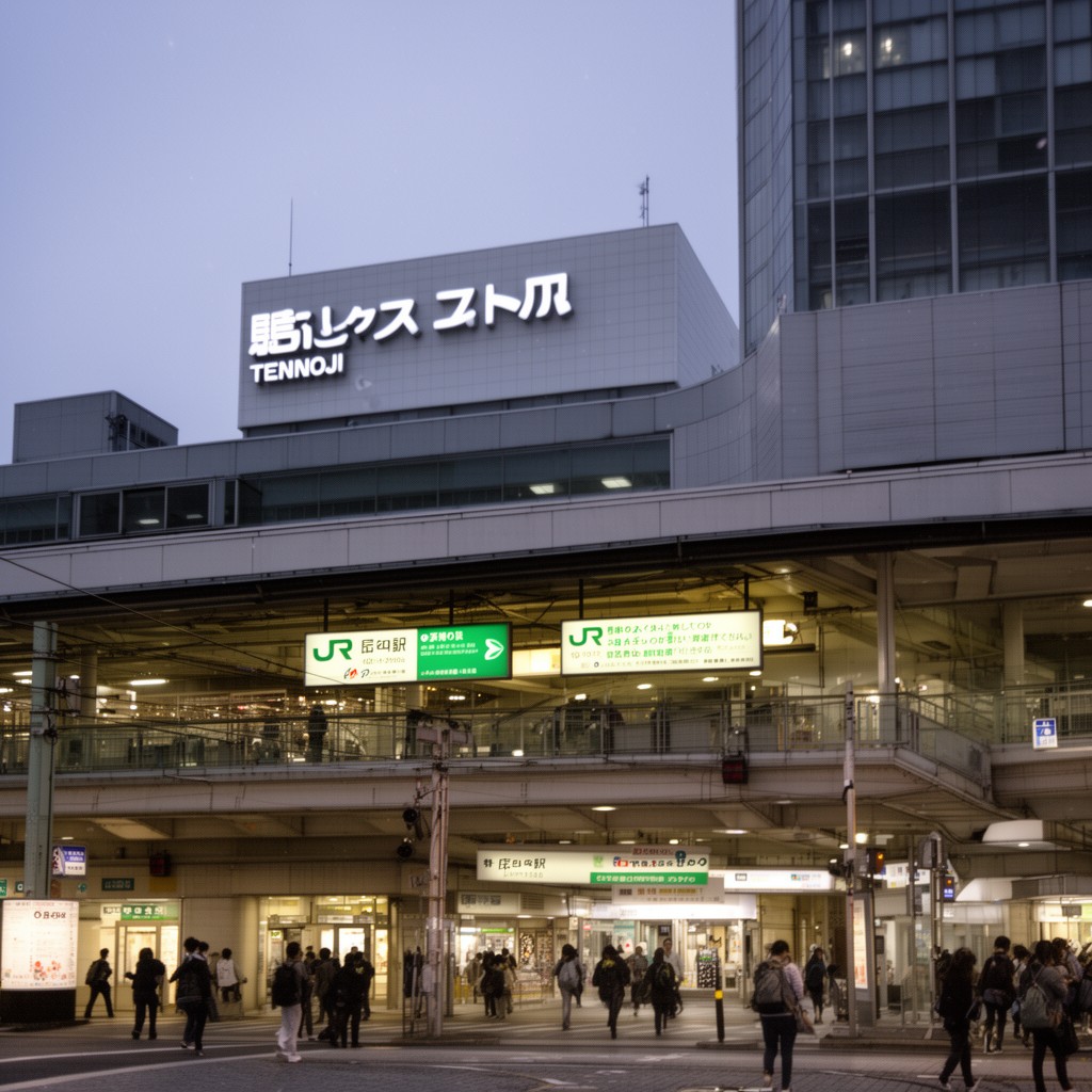 AI-generated illustration of Tennoji Station