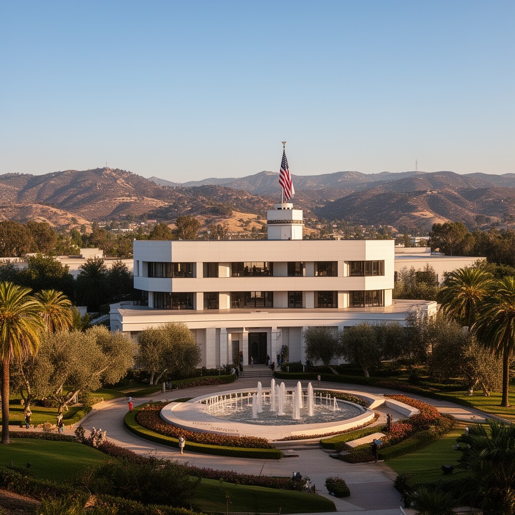 AI-generated illustration of Ronald Reagan Presidential Library, Simi Valley, California, United States