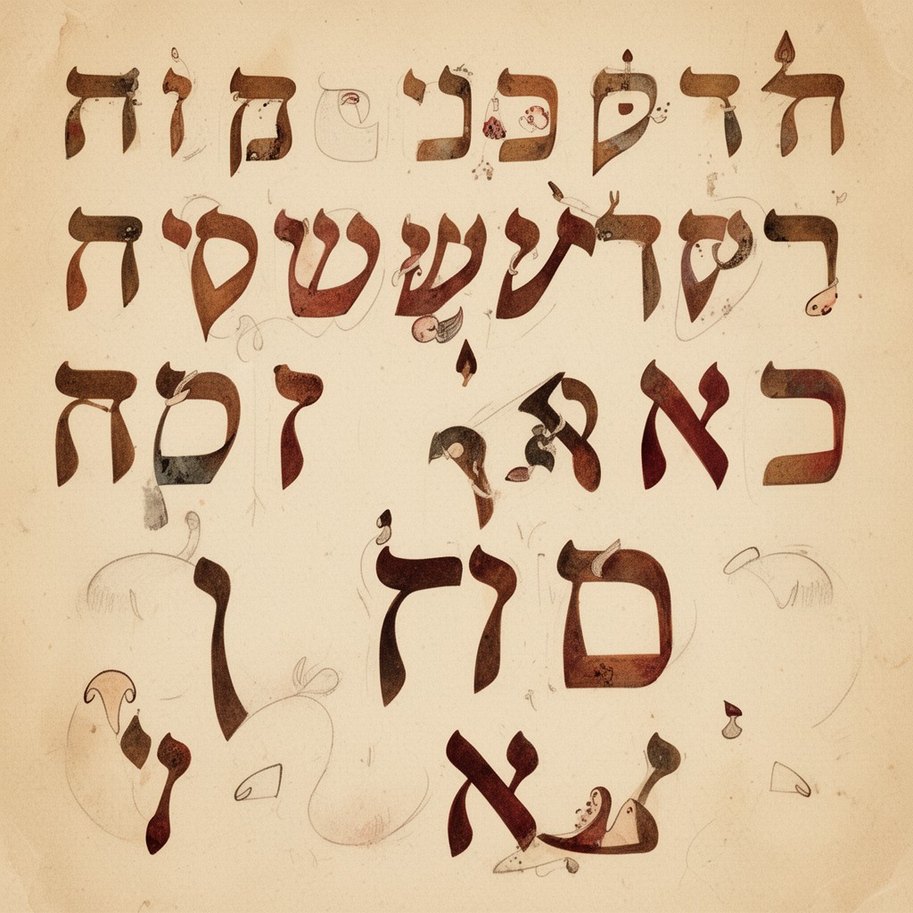 AI-generated illustration of Hebrew alphabet