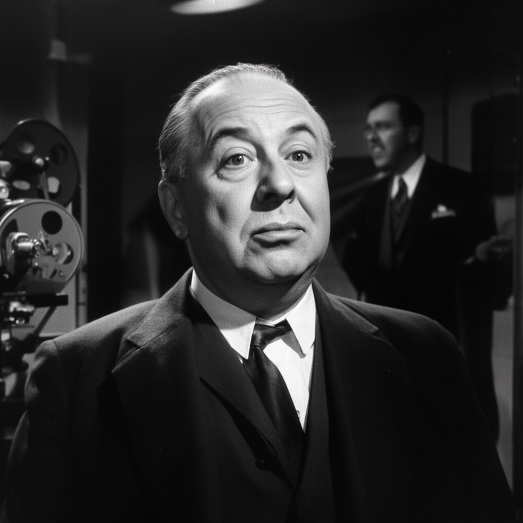 AI-generated illustration of Alfred Hitchcock