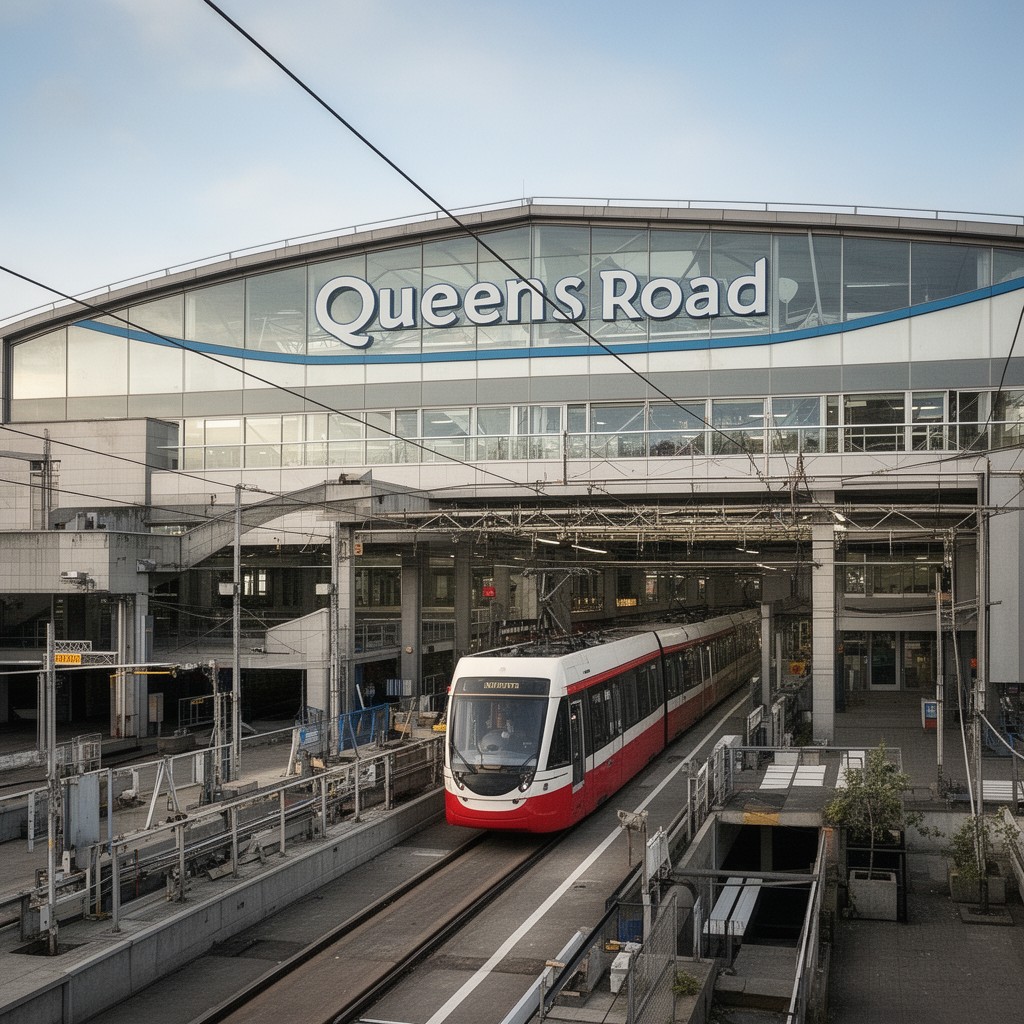 AI-generated illustration of Queens Road depot