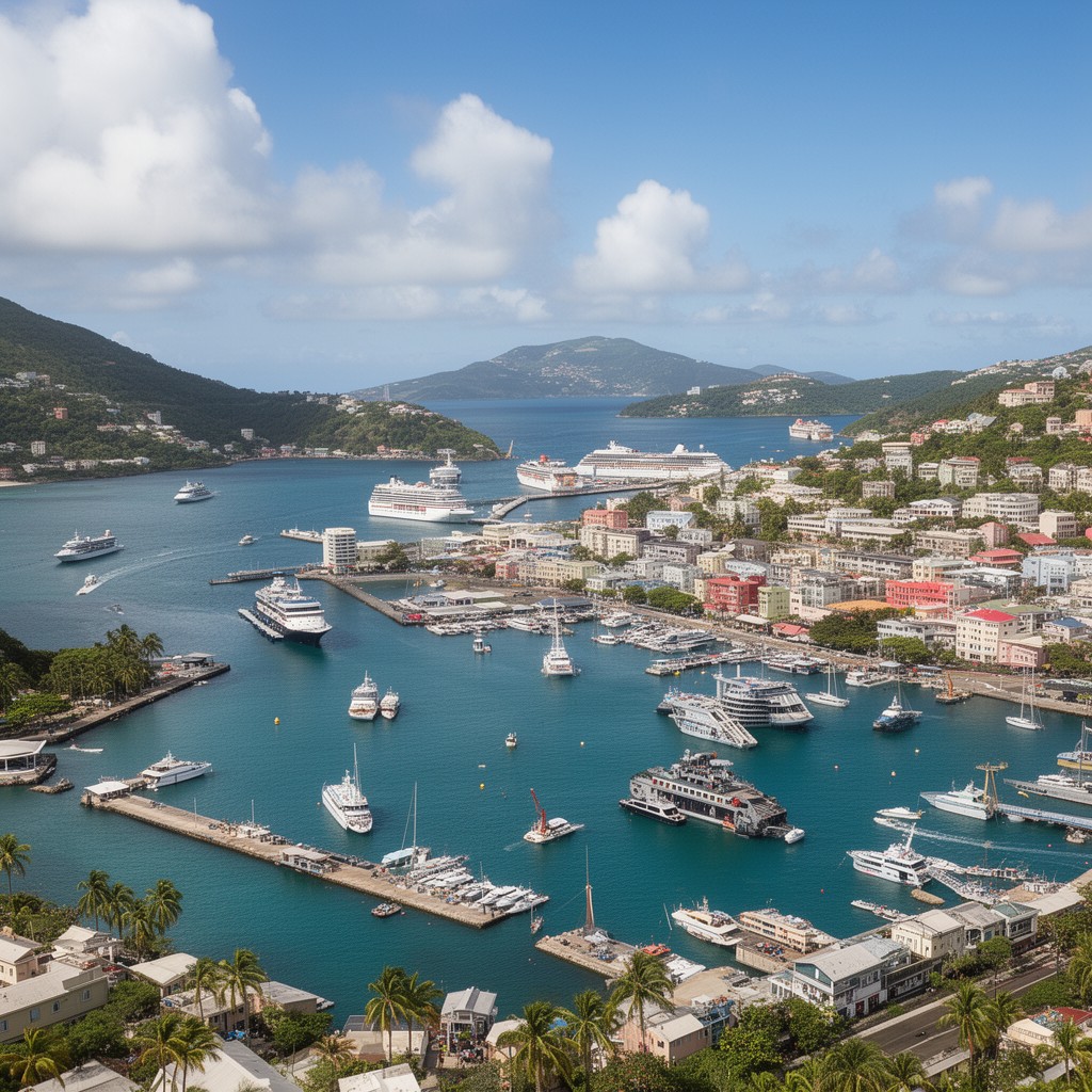 AI-generated illustration of Charlotte Amalie Harbor