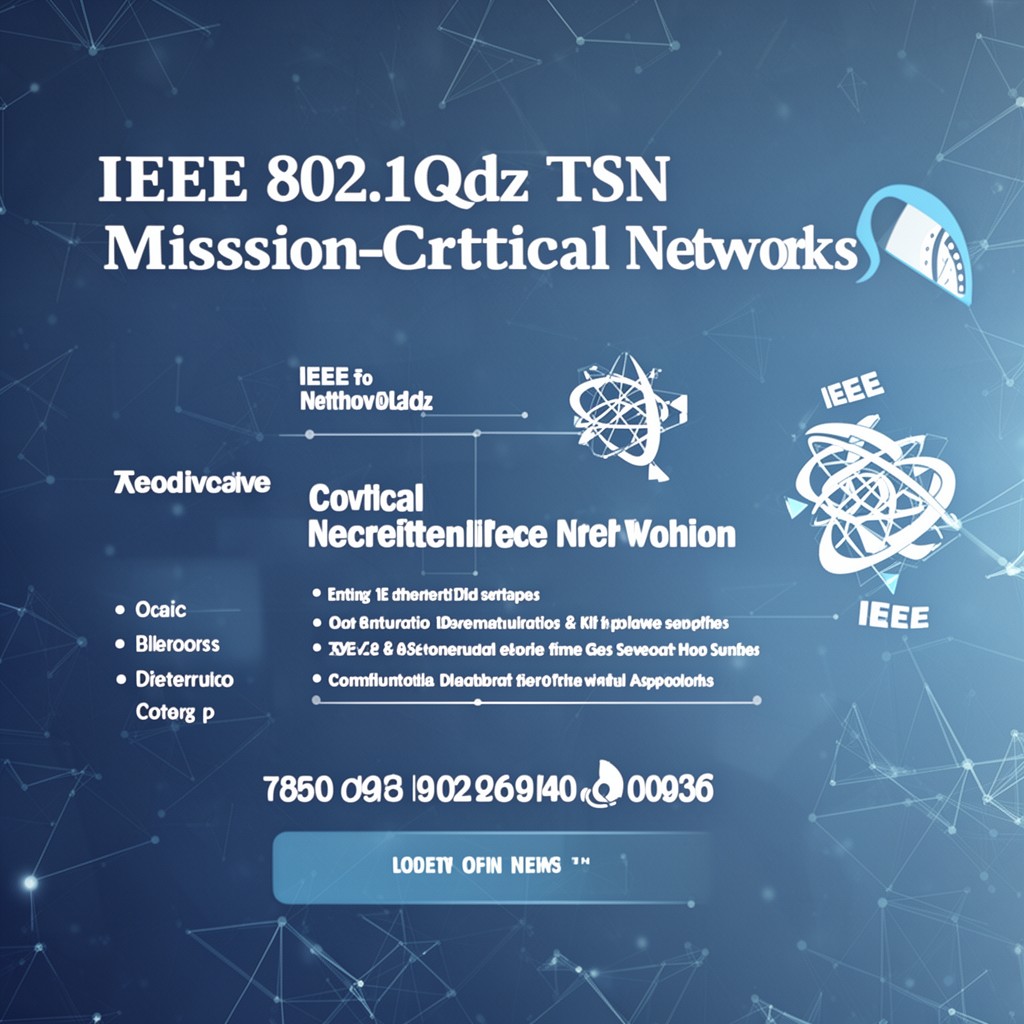 AI-generated illustration of IEEE 802.1Qdz TSN for mission‑critical networks standard