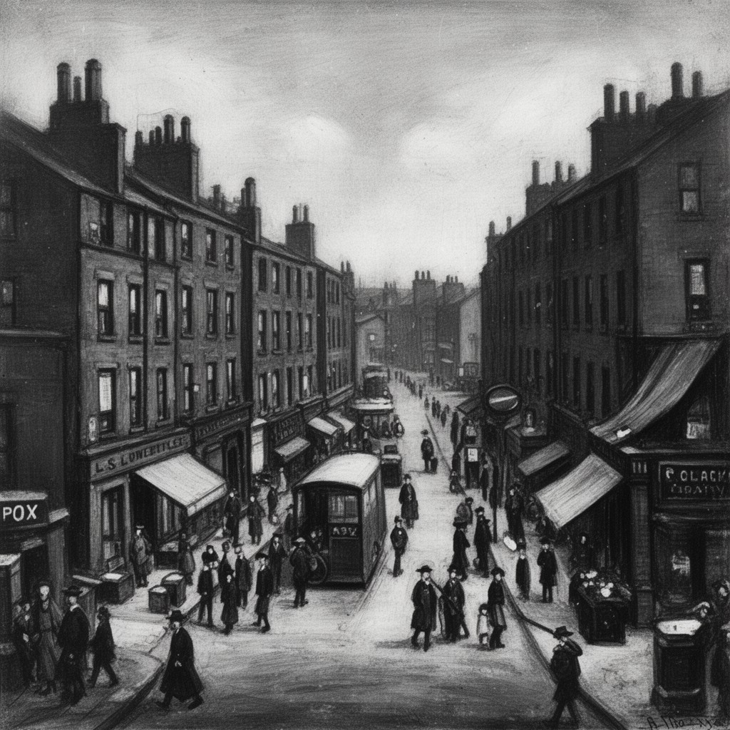 AI-generated illustration of L. S. Lowry