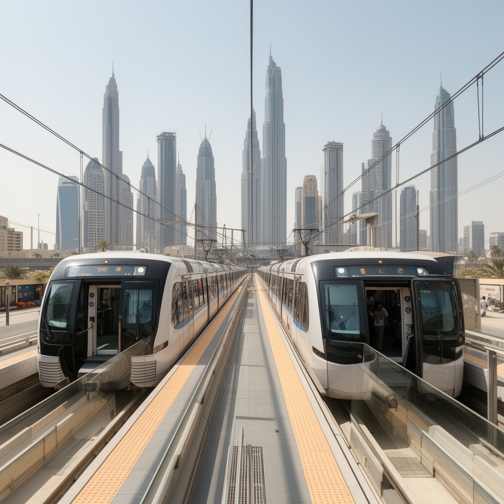 AI-generated illustration of Dubai Metro