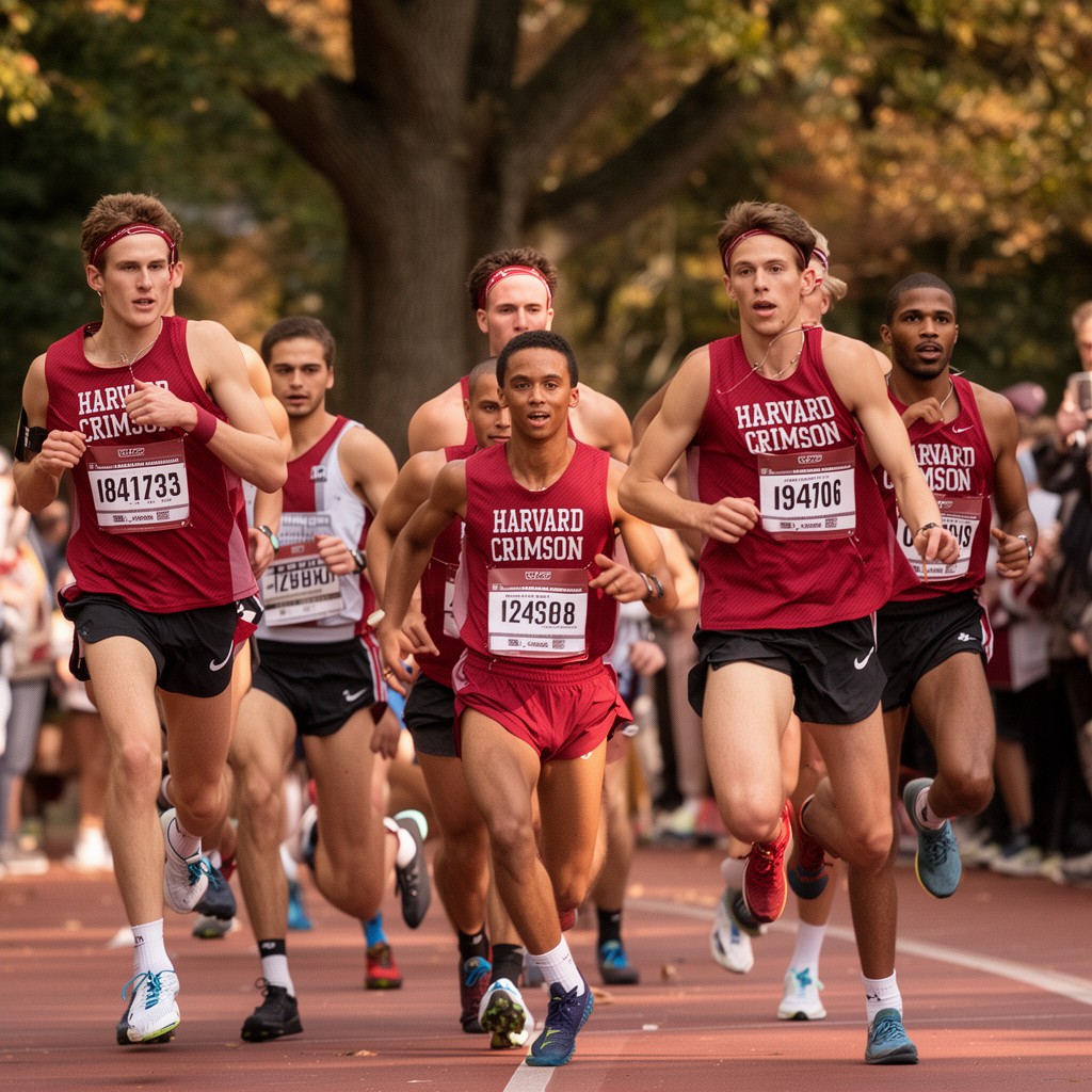 AI-generated illustration of Harvard Crimson men’s cross country