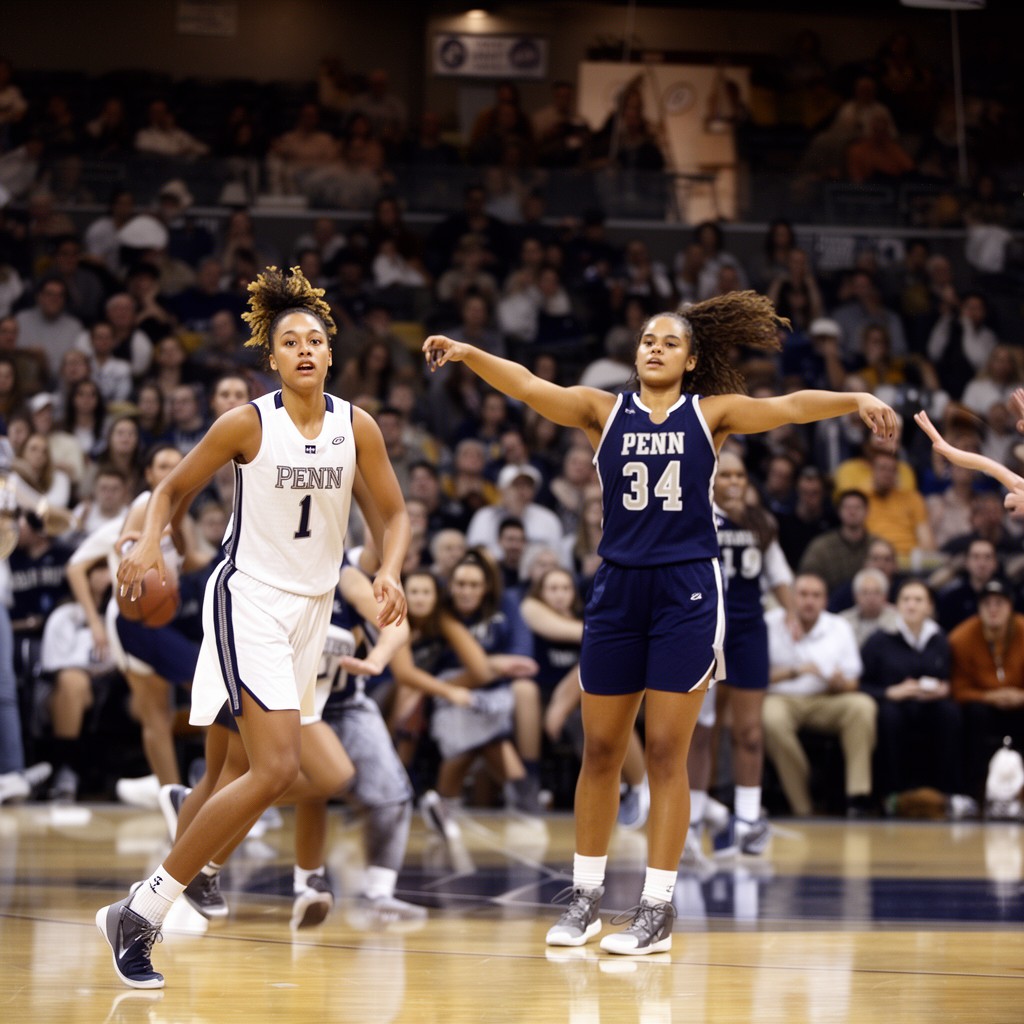 AI-generated illustration of Penn Quakers women's basketball team