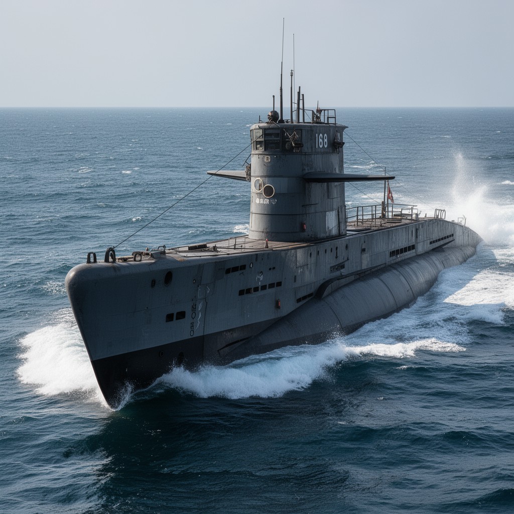 AI-generated illustration of Japanese submarine I-168