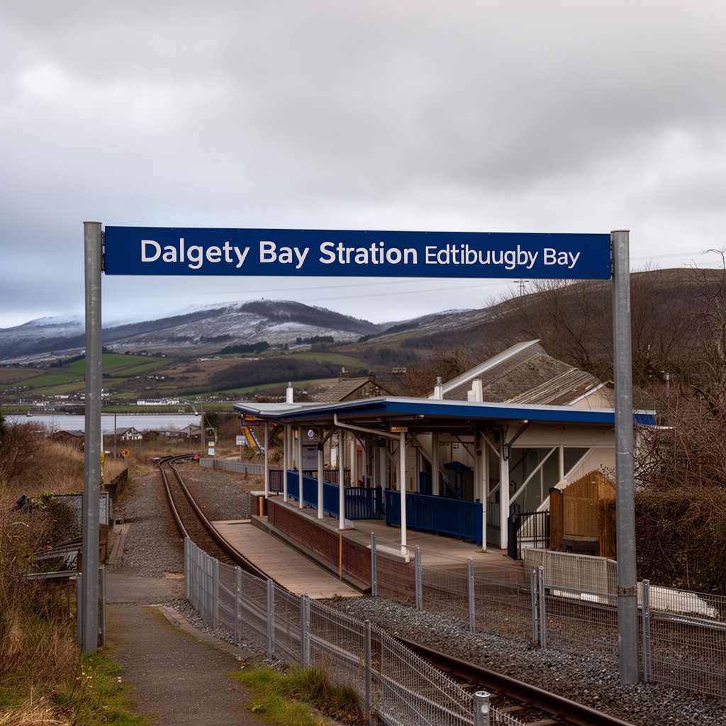 AI-generated illustration of Dalgety Bay railway station