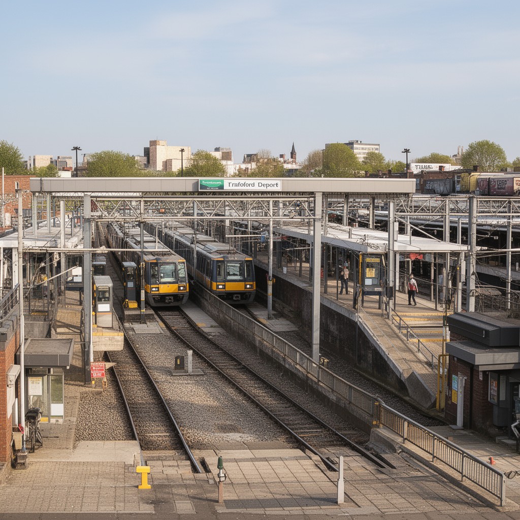 AI-generated illustration of Trafford depot