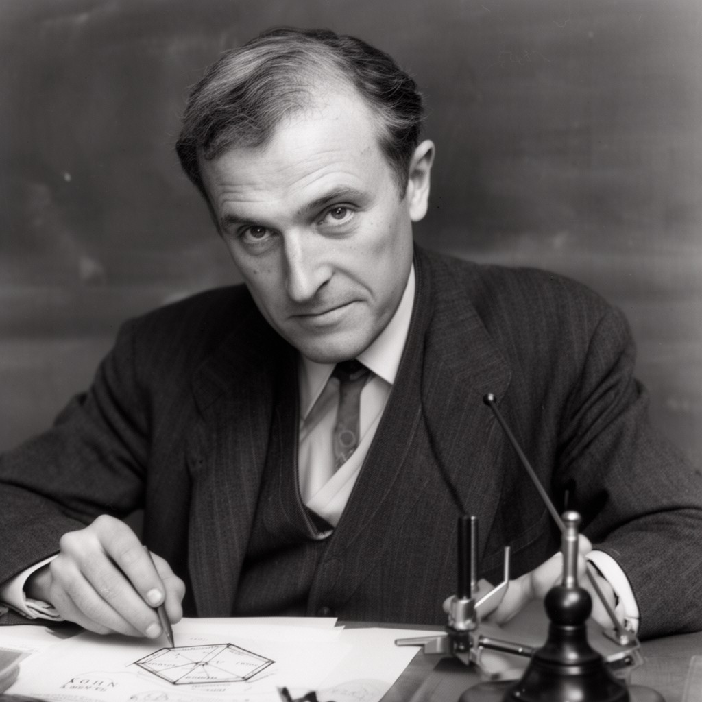 AI-generated illustration of John Kendrew