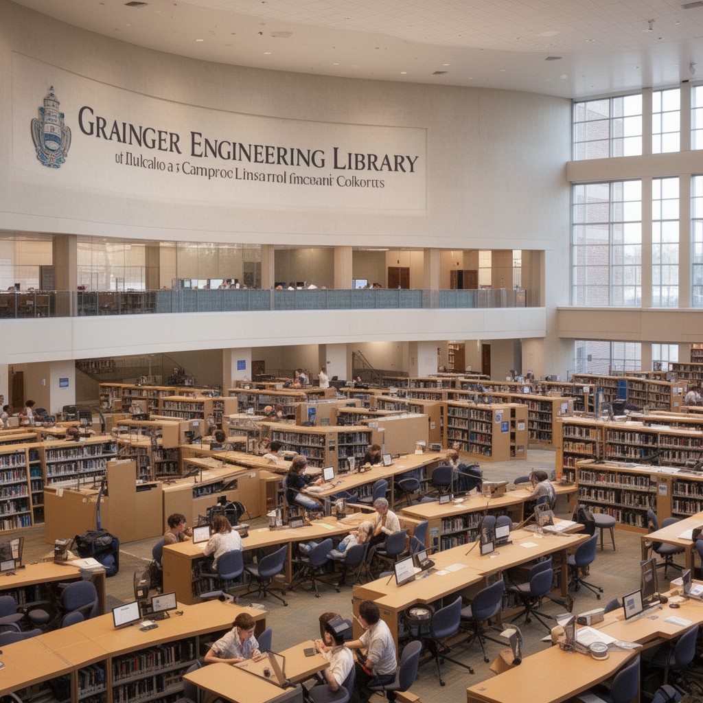 AI-generated illustration of Grainger Engineering Library Information Center