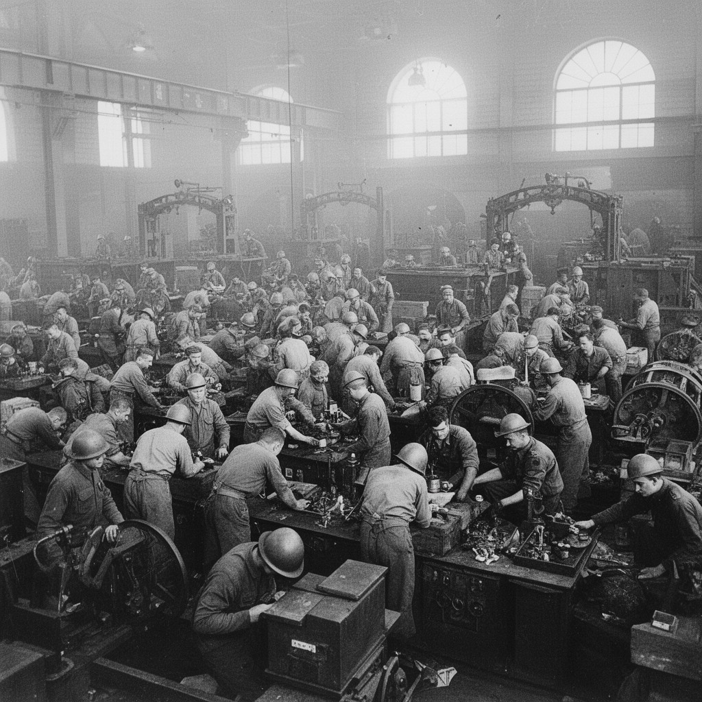 AI-generated illustration of World War II economic mobilization