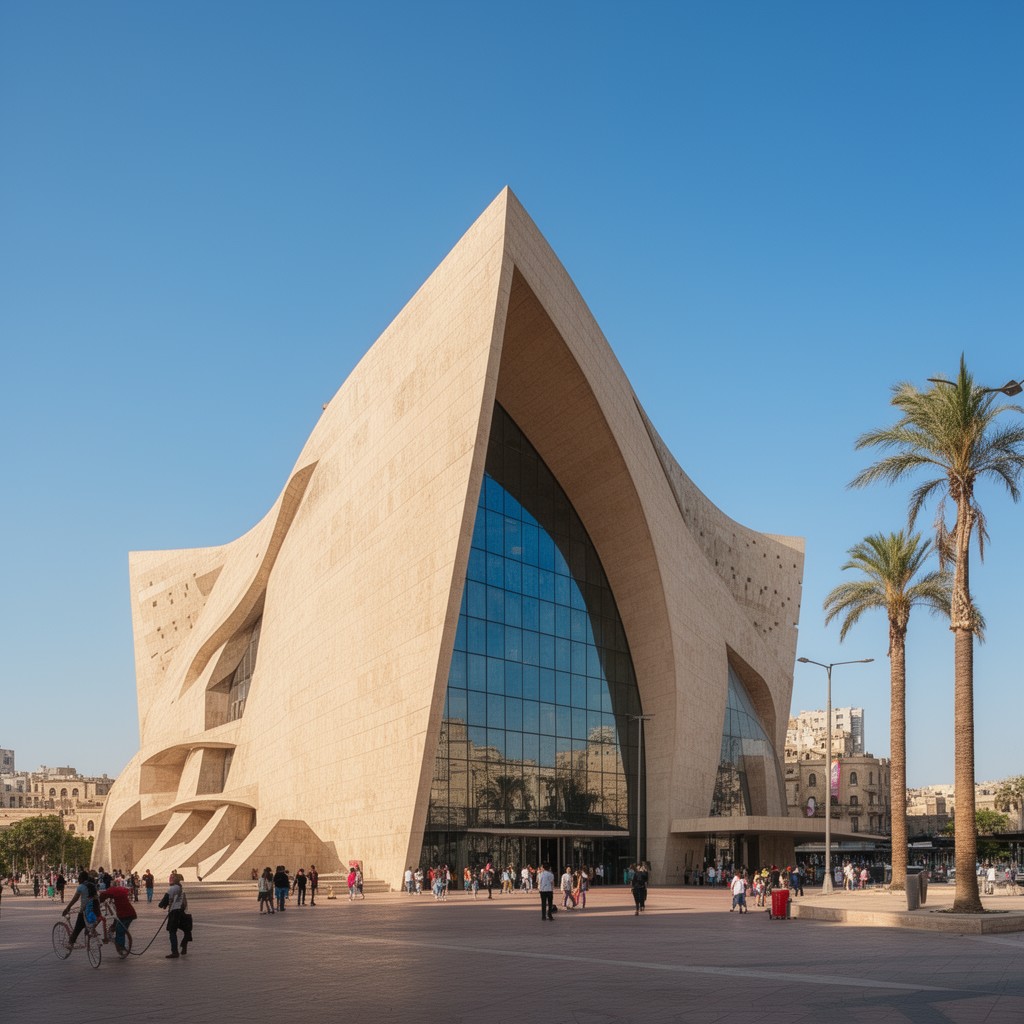 AI-generated illustration of Bibliotheca Alexandrina