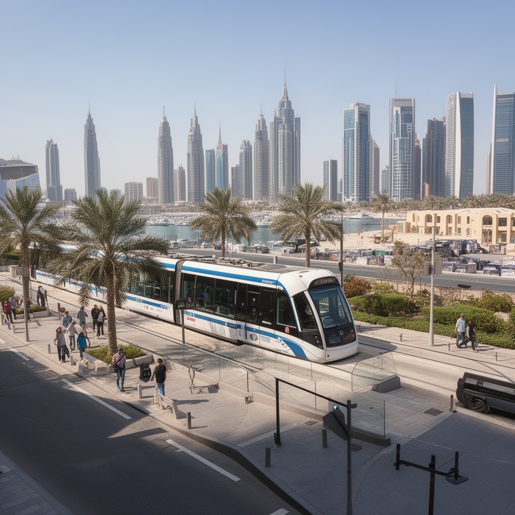 AI-generated illustration of Dubai Tram