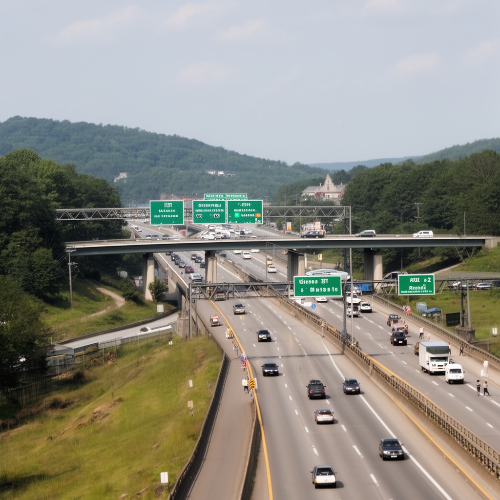 AI-generated illustration of Interstate 91 in Greenfield, Massachusetts
